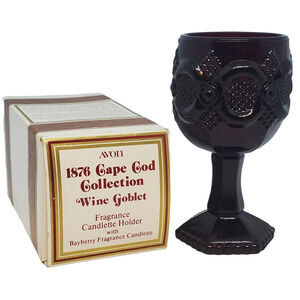 Vintage Set of 2 Avon Cape Cod Ruby Red Glass Dessert Wine Goblet 4.5"